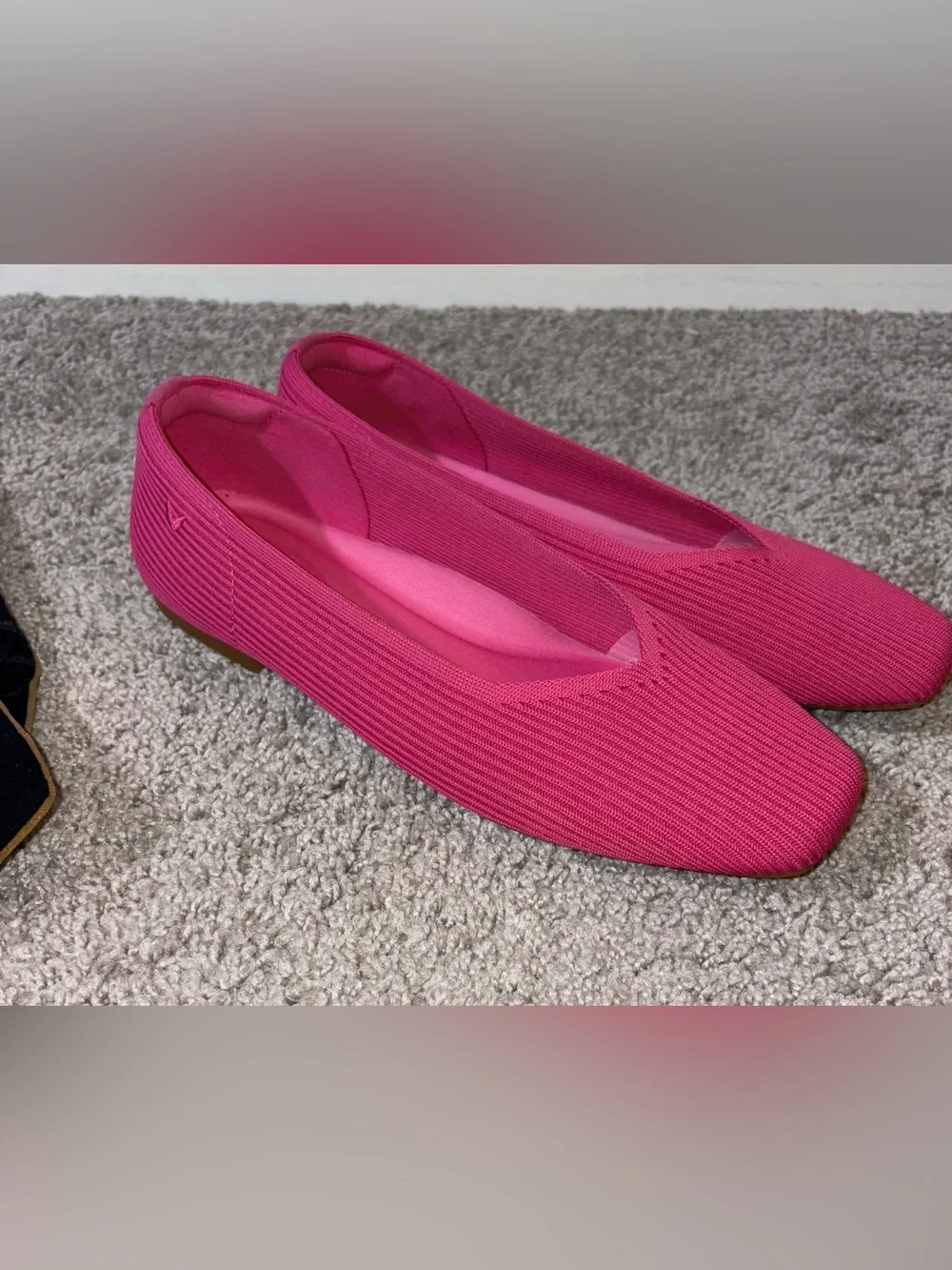 Vivaia Square-Toe Margot ribbed V-Cut Flats Pink size 41.5 US(10)